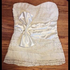 Strapless Lace Top with Bow