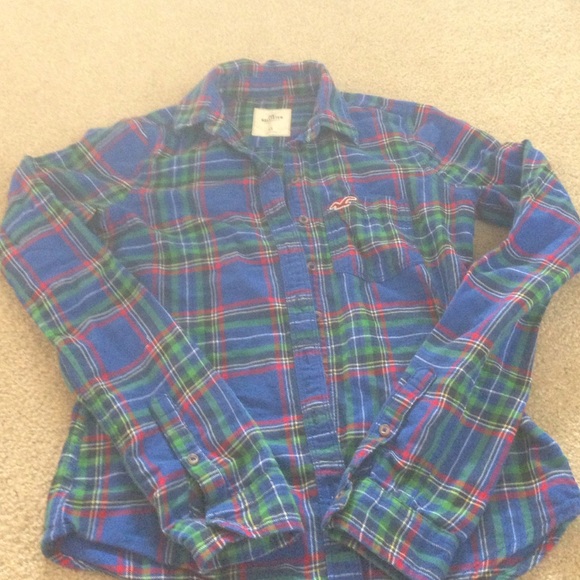 Hollister, blue and green flannel
