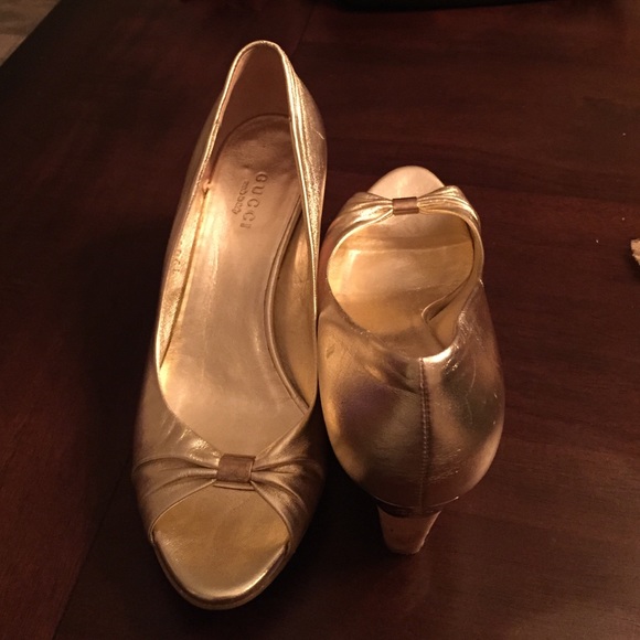 Gucci gold platforms