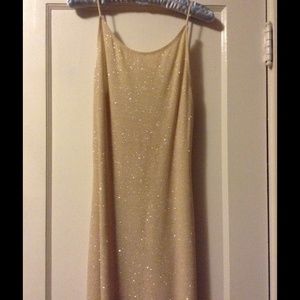 Gold form fitting formal dress