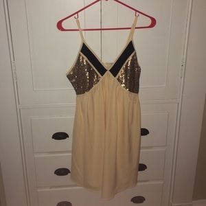 Off white dress with gold sequin detail