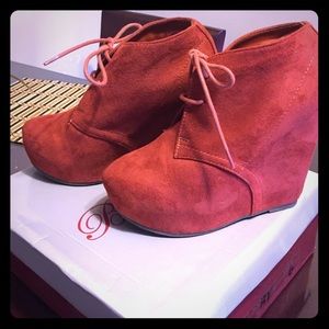Platform Wedge Booties With Laces