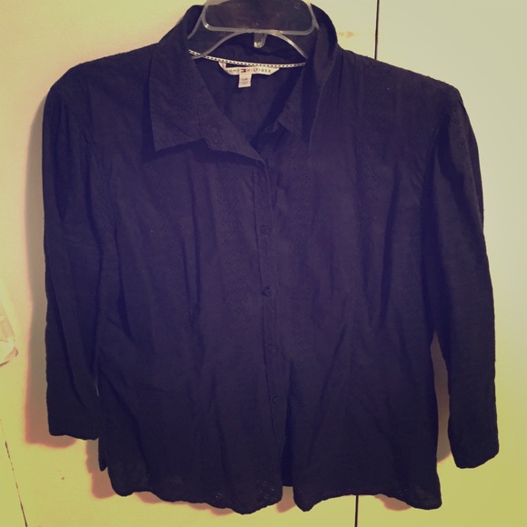Black Tommy Hilfiger dress shirt.