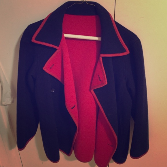 Warm red and dark blue jacket!