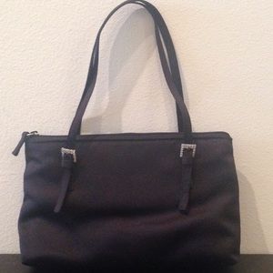 Black Satin Evening Bag with Square Rhinestones