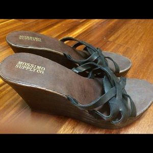 Black and Brown Wedge Sandals