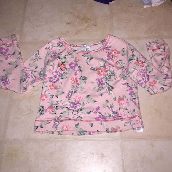 Cropped floral sweater