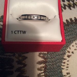 New Size 11 10k white gold unisex ring 1cttw