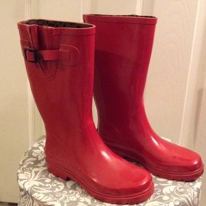 Red rain boots