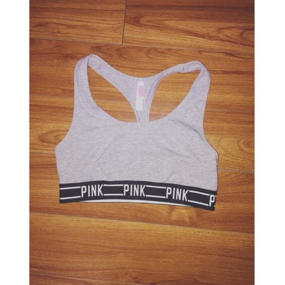 🚨SOLD🚨GRAY LOGO VS PINK SPORTS BRA🌹 - Picture 2 of 2