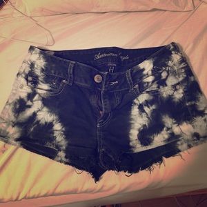 Black and white tie-dye shorts
