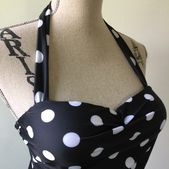Pinup rockabilly halter one piece polka dot New - Picture 2 of 4