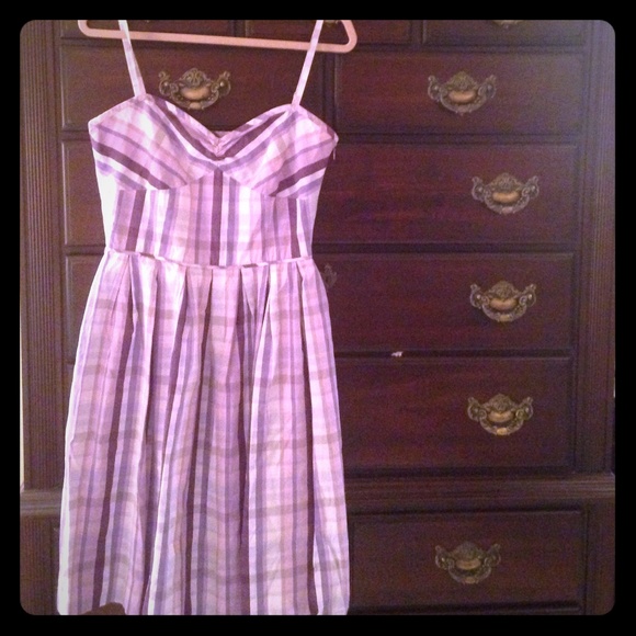 Ann Taylor LOFT purple plaid cotton sundress sz 8