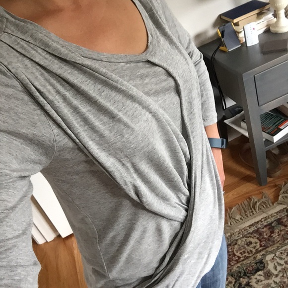 Three Dots draped long sleeve tee