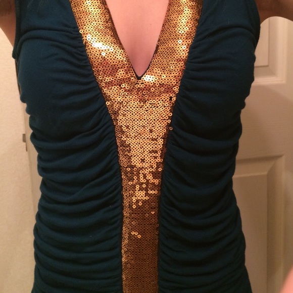 Dark blue & Gold sparkle short dress - Picture 2 of 2