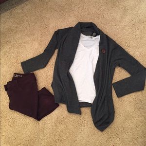 Gray Buttoned Wrap Cardigan