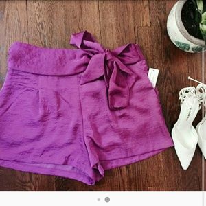 Purple silk shorts w. Bow