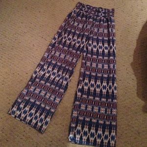 Tribal Print Rayon Wide Leg Pants