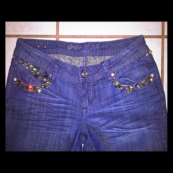 Blue jeans with diamonds