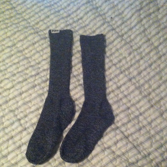 NWOT PINK Black/White Knit Knee High Socks