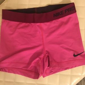 Pink 3" Nike Pro Spandex Shorts