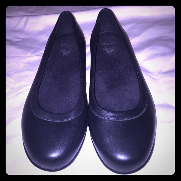 Black Croc Flats