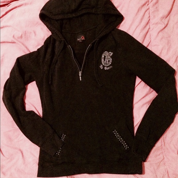 Black Guess hoodie with rhinestones