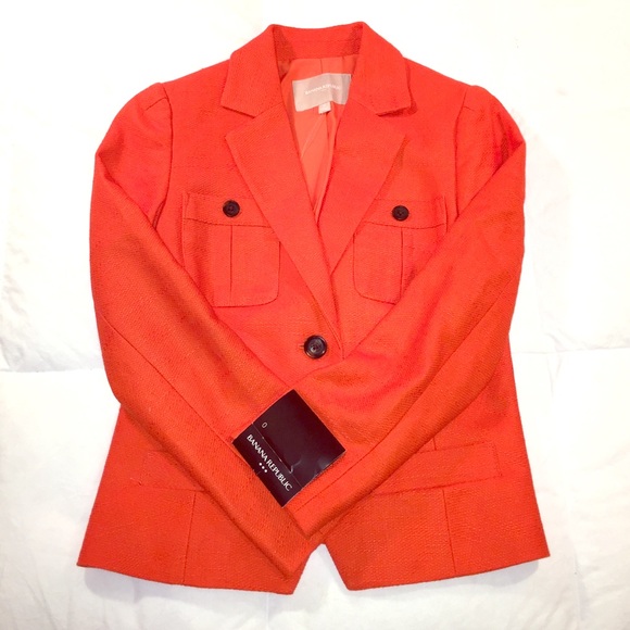 Orange Linen Banana Republic Blazer Sz 0 - Picture 1 of 4