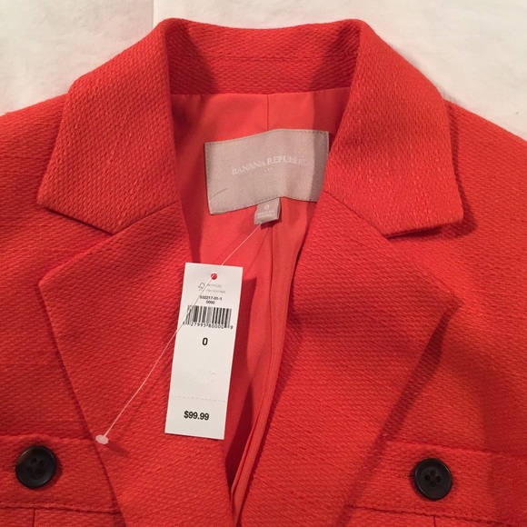 Orange Linen Banana Republic Blazer Sz 0 - Picture 2 of 4