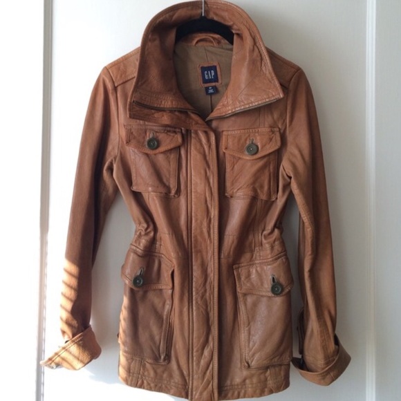 Gap tan leather jacket