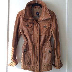 Gap tan leather jacket