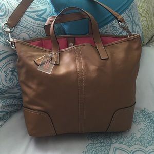 Tan leather coach purse