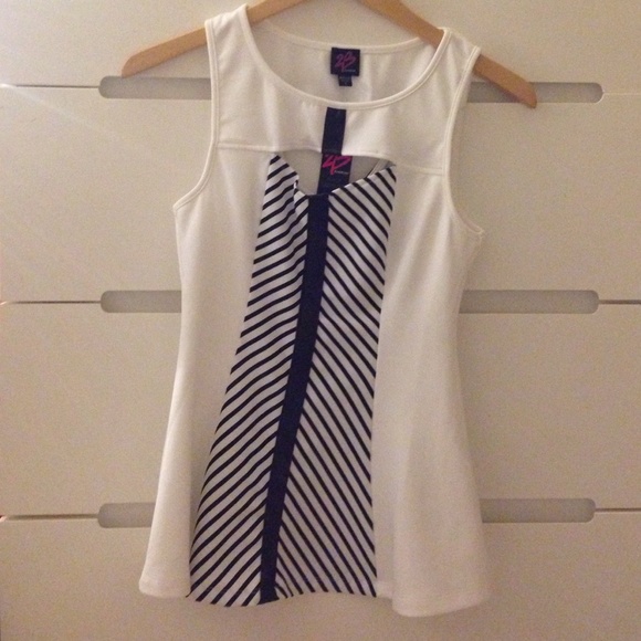 White and black accent peplum top