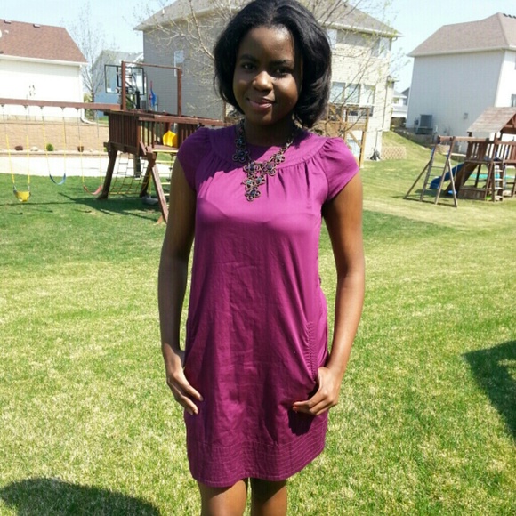 Purple Cap Sleeve Shift Dress
