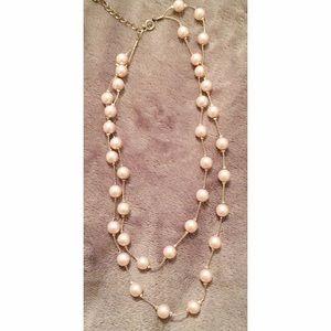 SOLD 🎉 Light Pink Faux Pearl and Silver Chain