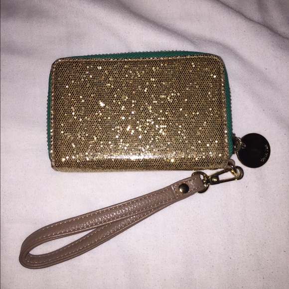 Deux Lux Gold Glitter phone wristlet