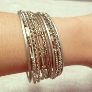 Silver  bangle bracelet set