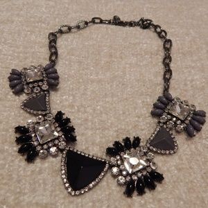 Silver and black gemstone necklace