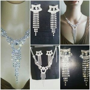 Crystal Rhinestone Bridal Wedding Necklace Earring