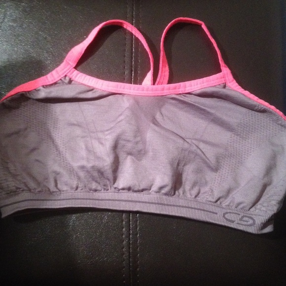 Grey an pink sports bra