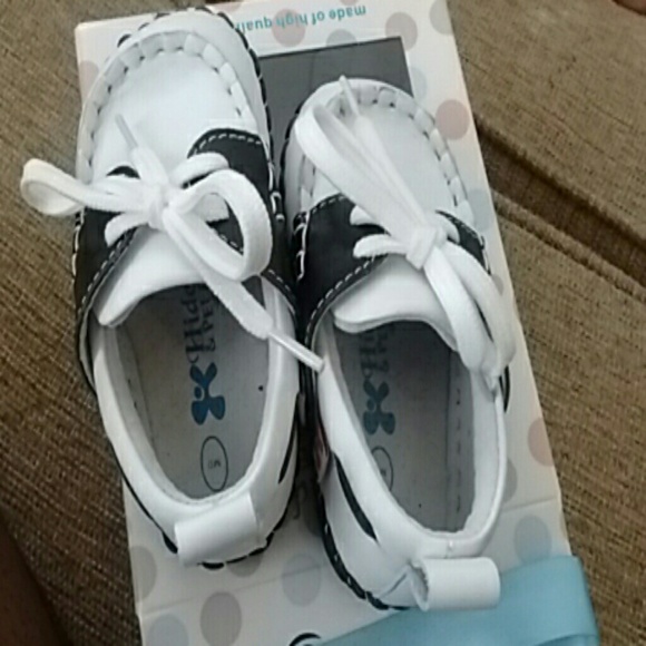 Blue n white baby boat shoes