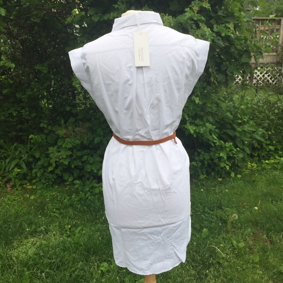MDW SALE!! White Belted Shirt Dress - Picture 3 of 4