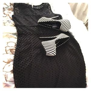 black dress and heels