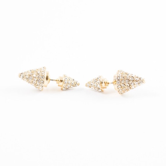 Spiked Duo Studs in Gold Tone