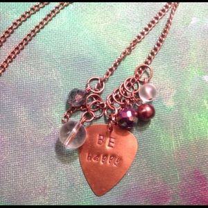Handmade guitar pick necklace "be happy"