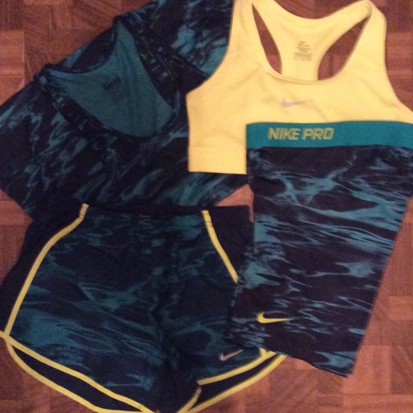 Nike Pro & Pacer Shorts with Tank & Bra