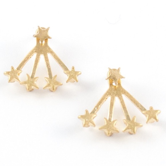 Star Studded Ear Jackets in gold tone