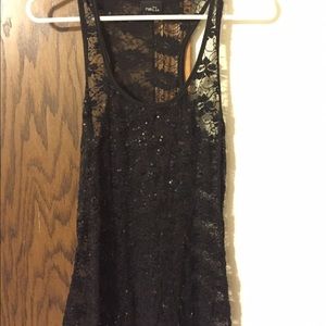 black sequence and lace tank