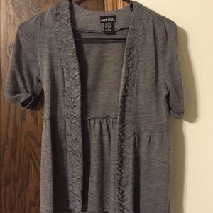 grey cardigan
