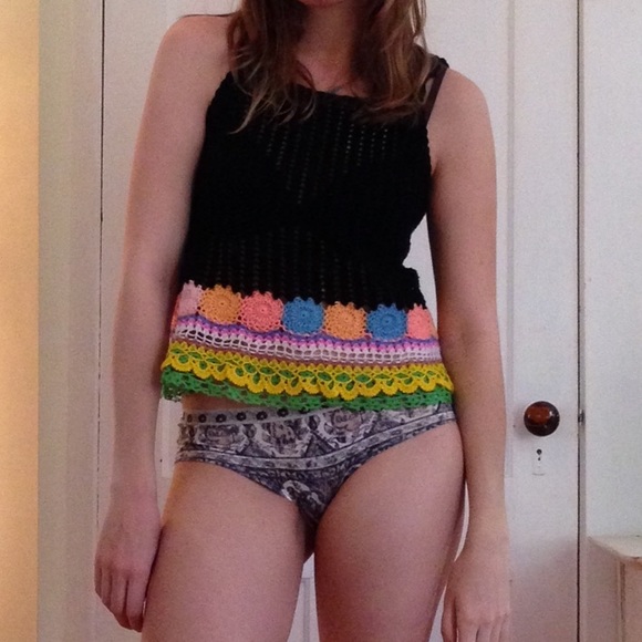 Vintage hippie crochet colorful top - Picture 2 of 4